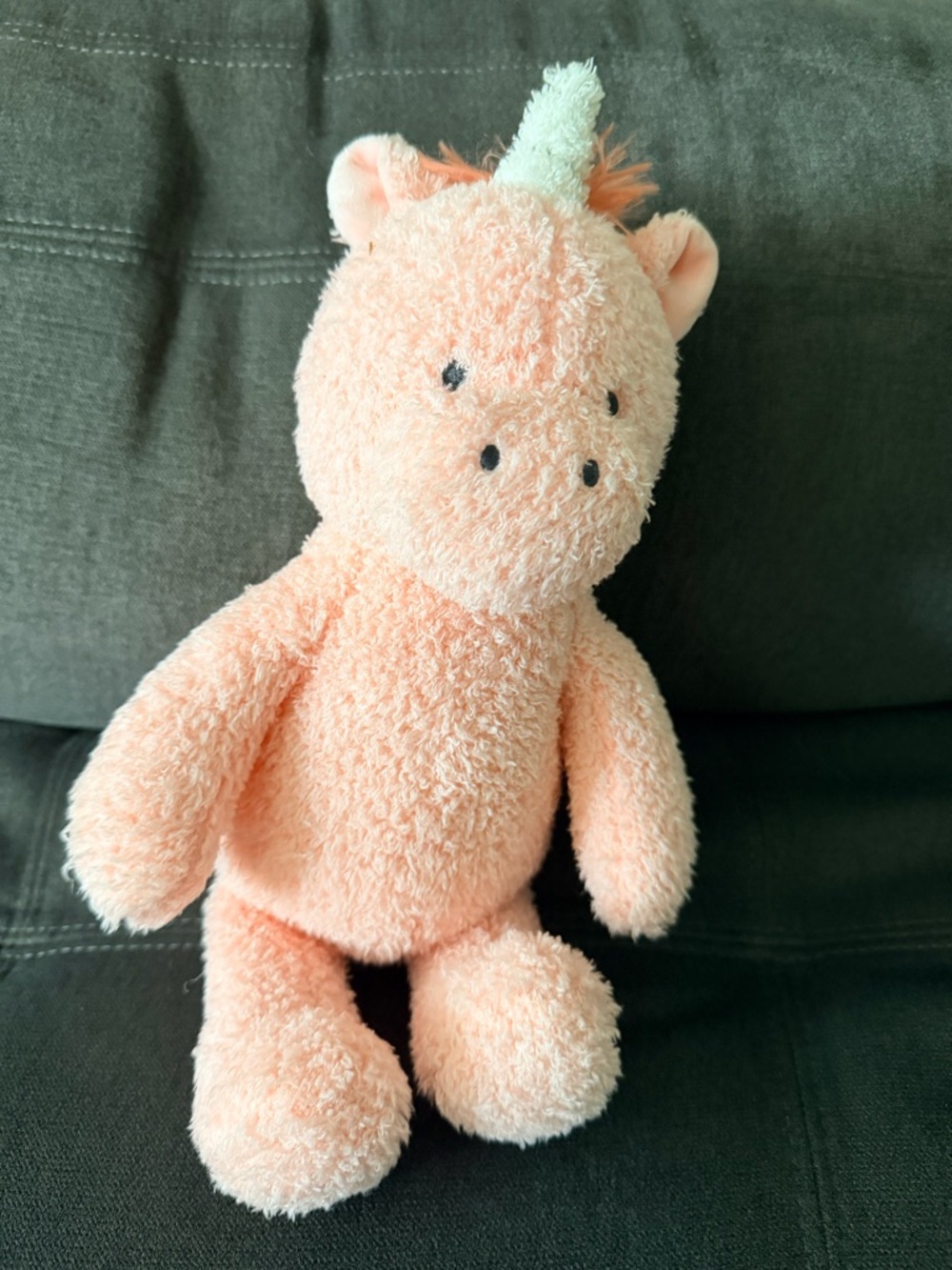 cloud island Peach Unicorn Plush Toy - Soft Peach and Cream Colors